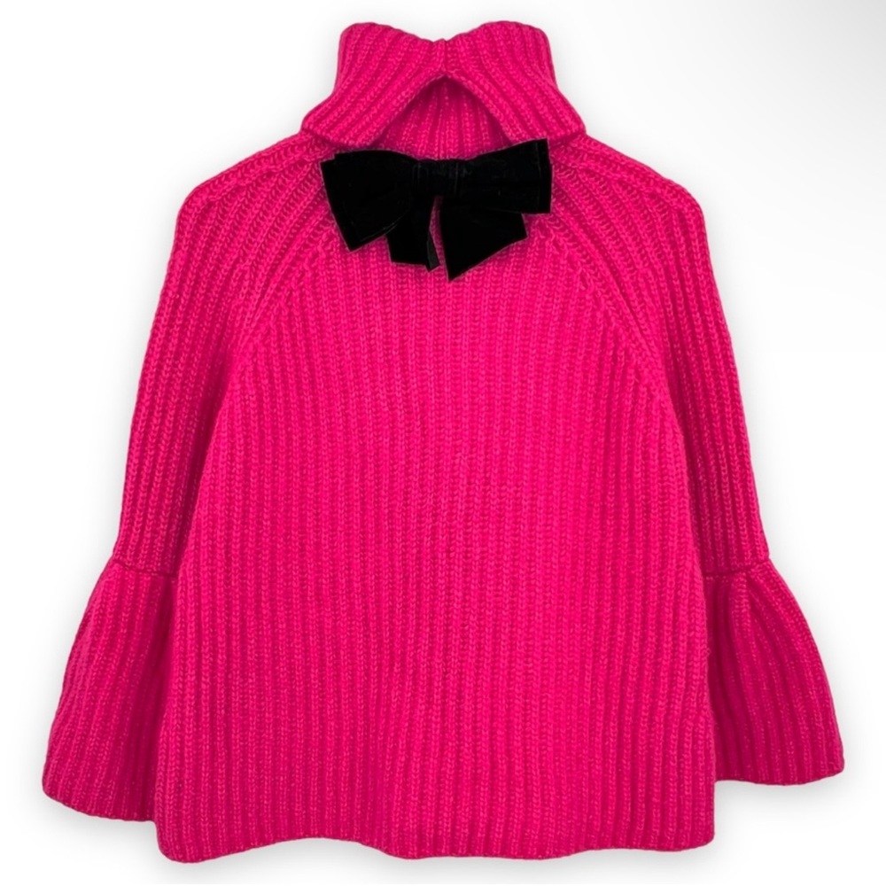 Kate Spade Madison Ave Black Belle Sleeve Turtleneck Sweater with a bow
